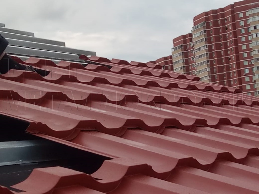 Металлочерепица Геркулес 8004 терракотовый Стальной Бархат от Центра Металлокровли в Москве